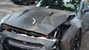 Damaged car from the recent Speed Trial suspect at Stadium Road